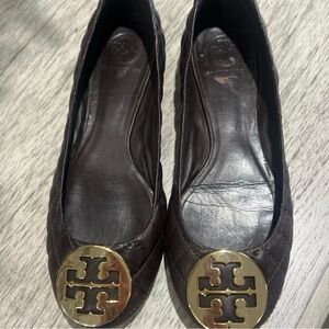 Tory Burch Benton 2 Quilted Nappa Leather Ballet Flat in Brown SZ 7M
